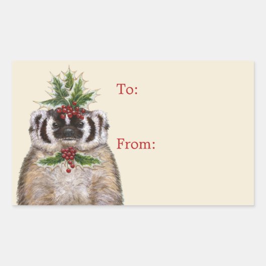 Bertrand de badger kerst van/naar stickers (Voorkant)