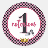 beruchte 1| PINK 90's Hip Hop 1st verjaardag Ronde Sticker (Voorkant)