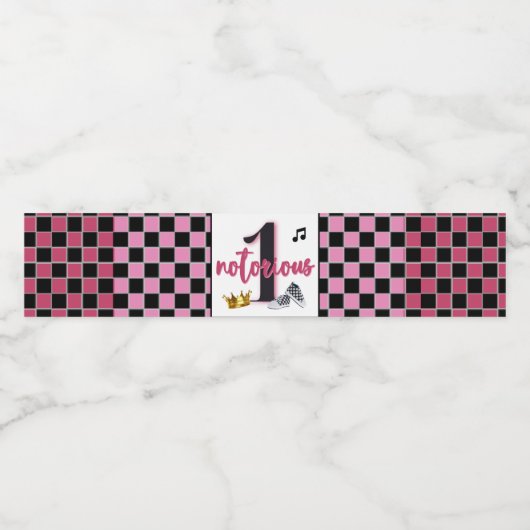 beruchte 1| PINK 90's Hip Hop 1st verjaardag Waterfles Etiket (Enkel label)