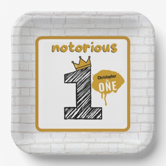 beruchte 1| Retro 90's Hip Hop 1st Birthday Pa Papieren Bordje (Voorkant)