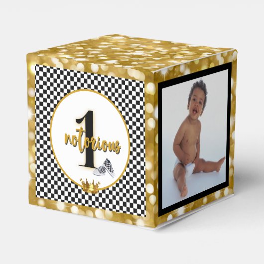 beruchte 1| Retro Hip Hop 1e verjaardag Foto Bedankdoosjes (Achterkant)