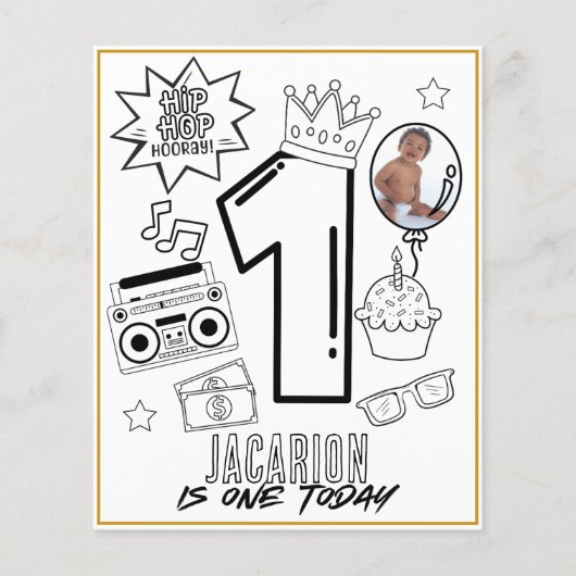 Beruchte ONE Hip Hop 1e Verjaardag Kleurplaat Flyer (Voorkant)