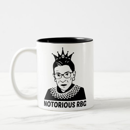 beruchte RBG BLACK - Ruth Bader Ginsburg Tweekleurige Koffiemok (Links)