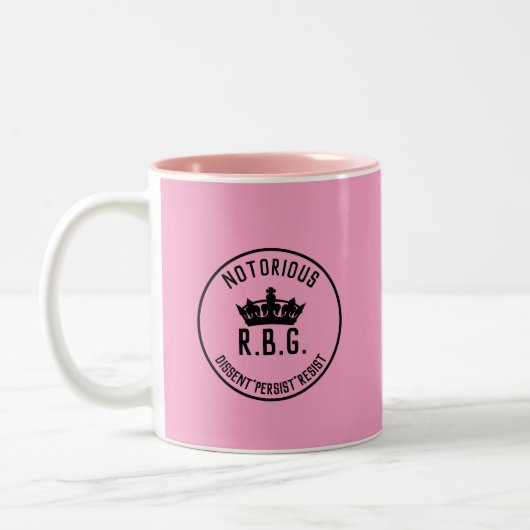 Beruchte RBG Dissent Persists Resist Pink Tweekleurige Koffiemok (Links)
