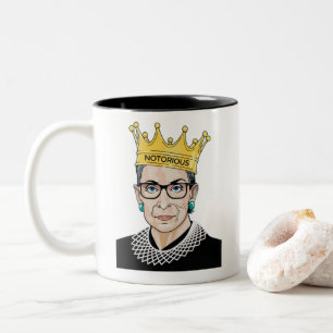 beruchte RBG Ruth Bader Ginsburg Feministische kra Tweekleurige Koffiemok