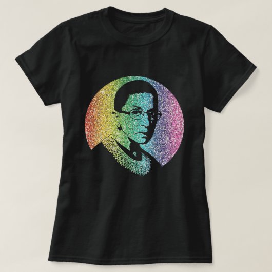 beruchte RBG: Ruth Bader Ginsburg Glitter Rainbow T-shirt (Design voorkant)