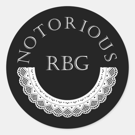 beruchte RBG Ruth Bader Ginsburg Lace Collar Ronde Sticker (Voorkant)