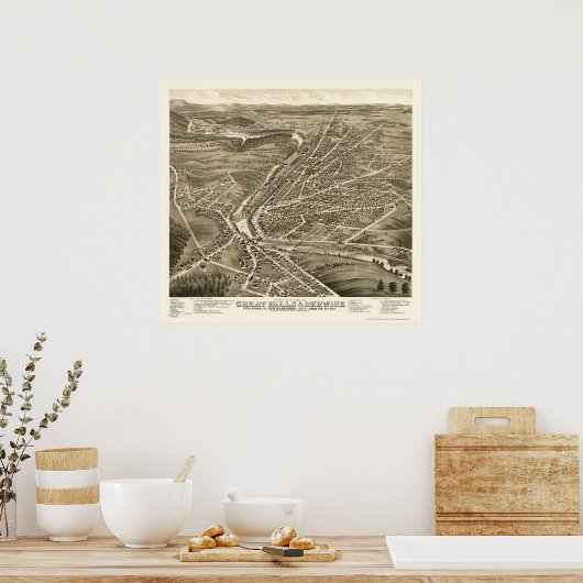Berwick, ME & Great Herfsten, NH Panoramic Map - 1 Poster (Keuken)