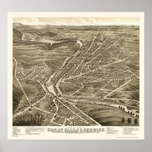 Berwick, ME & Great Herfsten, NH Panoramic Map - 1 Poster (Voorkant)