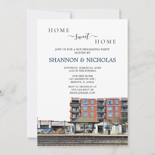 Berwyn Train Depot Housewarming Invitation Save The Date (Voorkant)