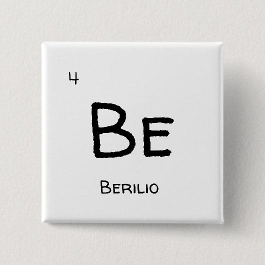 beryllium Be Vierkante Button 5,1 Cm (Voorkant)