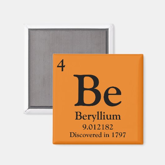 Beryllium Periodiek Tabel Magneet (Voorkant / Achterkant)