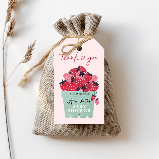 Bes-aardbei zoete baby shower bedank kaartje aardb cadeaulabel