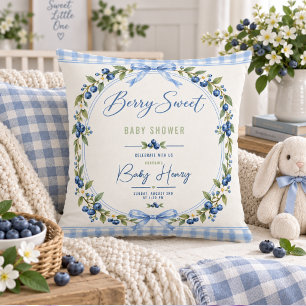Bes Berry zoete baby shower Blauwe Gingham Blauw Kussen
