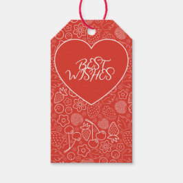 Bes bes cherry wit handgetekend modern. cadeaulabel