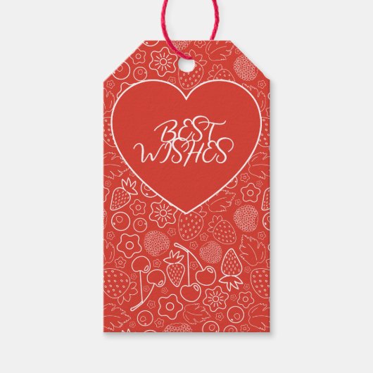 Bes bes cherry wit handgetekend modern. cadeaulabel (Voorkant)