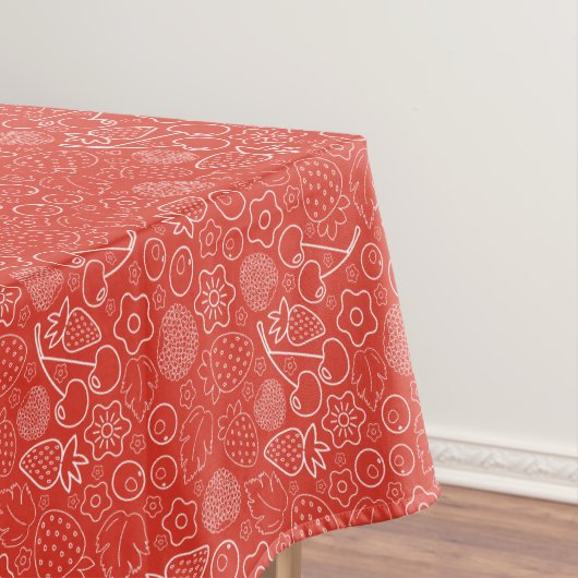Bes bes cherry wit handgetekend modern. tafelkleed (Voorbeeld)