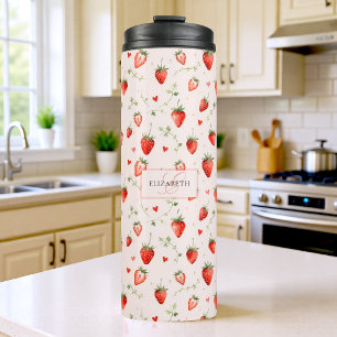 Bes Botanische Roze Hartjes Monogram Thermosbeker