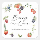Bes in Love Waterverf Bessen Bruiloft Vierkante Sticker (Voorkant)
