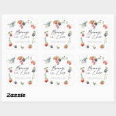 Bes in Love Waterverf Bessen Bruiloft Vierkante Sticker (Vel)