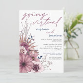 Bes Pink Paarse Waterverf Bloem Virtuele Trouwdag Kaart (Staand voorkant)