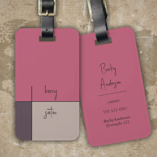 bes satijn, roze grijs abstracte moderne kunst bagagelabel