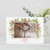 Bes Takken Frame | Moderne Kerst Foto Feestdagenkaart (Staand voorkant)