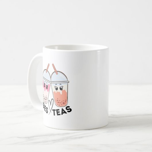 Bes-teas Funny Bubble Tea BFF Bestie Schattige Koffiemok (Voorkant links)
