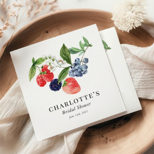 Bes Waterverf Bruiloftsfeest Rood Blauw Servet