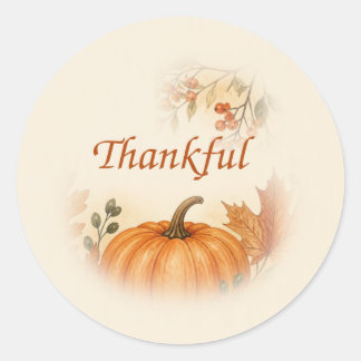 Bes Waterverf Pompoen Thanksgiving Ronde Sticker