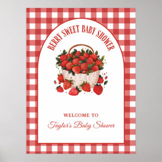 Bes Wit Baby Shower Aardbei Welkom Bord Poster