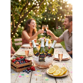 Bes Zacht Fruit Verjaardagsfeest Mini Champagne Sparkling Wijnetiket