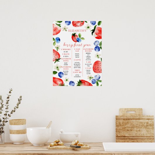 Bes zoete 1e VERJAARDAG MILESTONE Poster (Keuken)