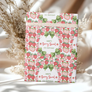 Bes zoete 6e verjaardag Aardbei Feestje Cadeaupapier