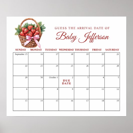 Bes Zoete Aardbei Verwachte Datum Kalender Poster (Voorkant)