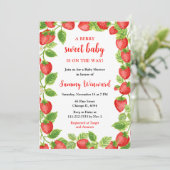 Bes Zoete Aardbeien Baby Shower Kaart (Staand voorkant)