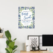Bes Zoete Blauwebes Babyshower Welkomstbord Poster (Thuiskantoor)