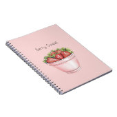 Bes zoete blos roze kom aardbeien notitieboek (Rechterzijde)