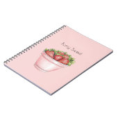 Bes zoete blos roze kom aardbeien notitieboek (Linkerzijde)
