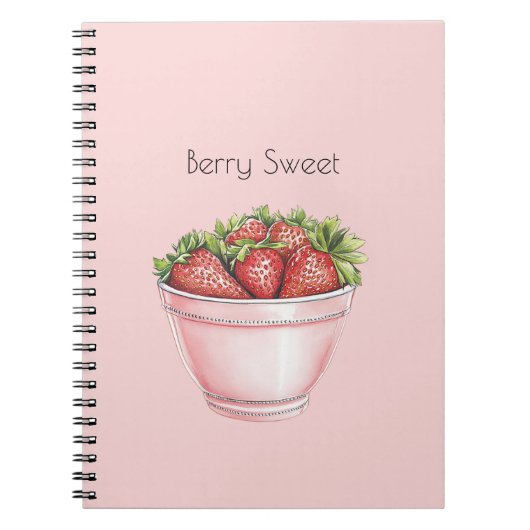 Bes zoete blos roze kom aardbeien notitieboek (Voorkant)