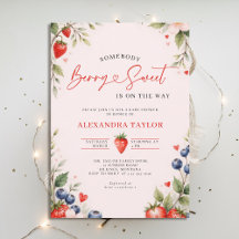 Bes Zoete Botanische Bessen Roze Baby Shower