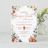 Bes Zoete Botanische Bessen Script Baby Shower Kaart (Staand voorkant)