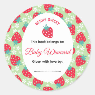 Bes zoete groene aardbei baby shower ronde sticker
