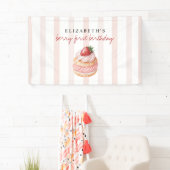 Bes zoete roze eerste verjaardag spandoek (Insitu)