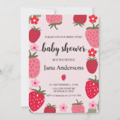 Bes zoete roze en rode aardbei baby shower kaart (Voorkant)