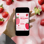 Bes zoete roze en rode aardbei baby shower kaart