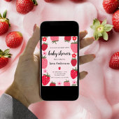 Bes zoete roze en rode aardbei baby shower kaart