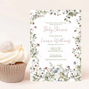 Bes zoete waterverf aardbei baby shower kaart