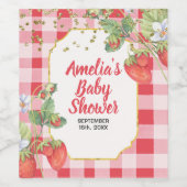 Bes zoete waterverf aardbei baby shower wijn etiket (Enkel label)