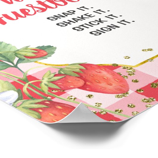 Bes zoete waterverf aardbei foto gastboek poster (Hoek)